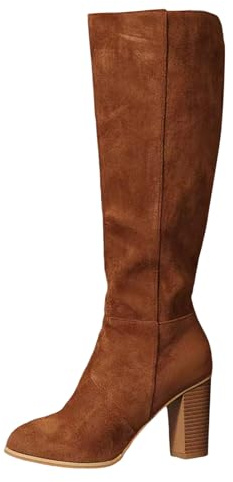 Generisch 2025 Bottines pour femme décontractées rétro couleur unie fermeture éclair latérale talon bloc grande taille bottes western bottes au genou, marron, 37 EU