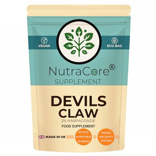 NutraCore Devils Claw Root Extract 5000mg Capsules – 10:1 Concentrated Extract, 2% Harpagoside (10mg Per Capsule), Joint & Mobility Support, Made in UK (90)