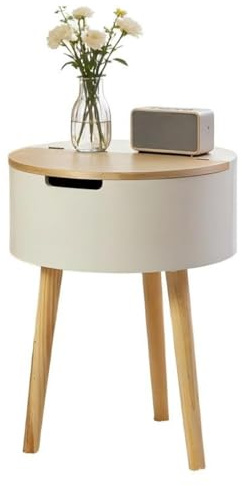 DUY Mesita de noche moderna con cajón, mesita de noche escandinava, mesa auxiliar de madera para dormitorio, sala de estar, armario de almacenamiento pequeño (G)