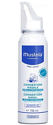 Mustela Spray Ipertonico per Lavaggi Nasali, Bambini dai 3 Mesi e Tutta la Famiglia - Decongestiona il Naso in Caso di Raffreddore o Rinite, Uso Occasionale (150ml)