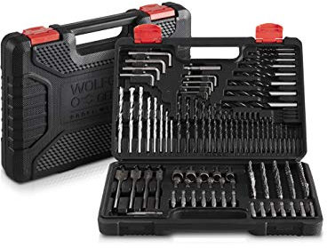 WOLFGANG 150 Teile Bohrer Bit Set, Bitsatz für Akkuschrauber aus HSS Titan mit Koffer, Holzbohrer, Steinbohrer und Schraubendreher