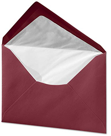 ARTOZ 25x Briefumschläge DIN C6 gefüttert - Rot (Weinrot) - 162 x 114 mm Kuvert ohne Fenster - Umschläge mit Nassklebung - Serie Artoz 1001