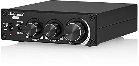 Nobsound 1002P Mini HiFi Stereo Verstärker mit TPA3221 Chip, 2 Kanäle Digitalverstärker, 200W Class D Leistungsverstärker für Desktop Audio, MM Phono Verstärker für Plattenspieler