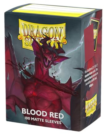 Dragon Shield | Standard Size Card Matte Sleeves | 100 CT - Smooth & Tough Premium TCG Sleeves | Compatible with Pokemon, Flesh & Blood, One Piece & Magic The Gathering | Blood Red - Matte