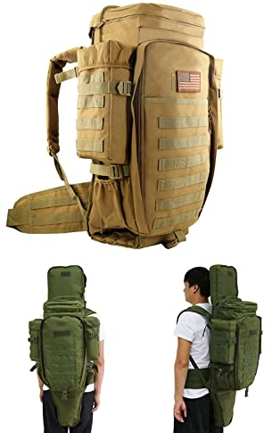 SJASD Taktischer Gewehrrucksack,wasserdichte Militar Rucksack Wanderrucksack Mit Gewehrhalter, Waffentasche für Langwaffen Airsoft Waffen Rucksack für Reisen Camping Jagd Trekking Klettern