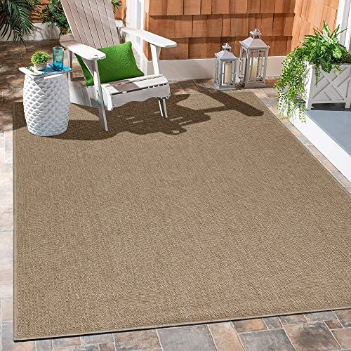 Natürliche Eleganz für Ihr Zuhause: Wetterfester Outdoor-Teppich in Sisal-Optik für Wohnzimmer, Terrasse, Balkon & Küche - Flach gewebt für stilvolle Natürlichkeit, Größe:240 x 340 cm, Farbe:Beige