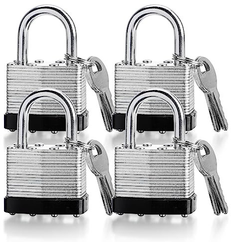 Paquete de 4 candados con llave igual, 40 mm de alta seguridad, resistentes, con llaves para gimnasio, almacén, cerraduras al aire libre con la misma llave