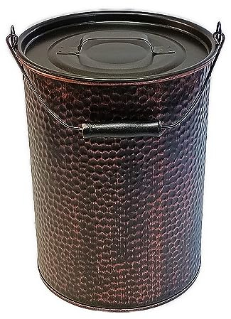 Haushalt-Krausse.de Ascheeimer 14oder25l,alteisen oder kupferfarben gehämmert