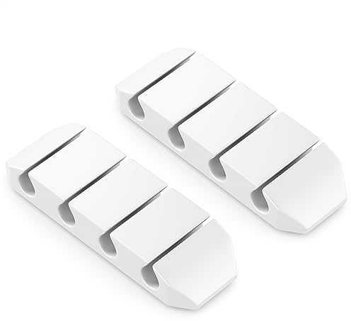 deleyCON Lot de 2 Supports de Câbles Guide-câbles Autocollants Organisateur de Fixation de Câbles Serre-câbles Fixation de Câbles Gestion des Câbles Serre-câbles - Pour 4 Câbles - Blanc