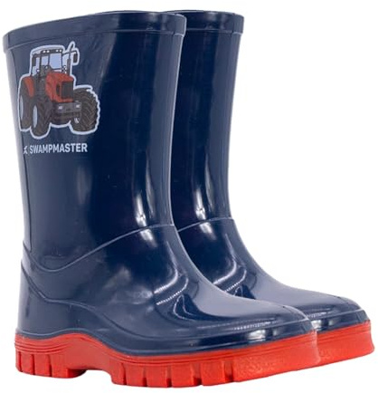 Xpert - Swampmaster Kids Wellies Size 3-10 Junior Toddler Wellington Rain Boots For Kids In Navy or Pink. Everyday Use & Outdoor Play For Girls And Boys. Easy To Clean PVC (Navy, 8 UK Child)