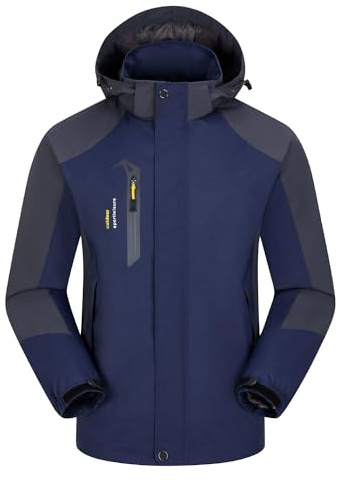 Taoyoule Chaqueta Impermeable para Hombre Senderismo al Aire Libre Chubasquero Cortavientos Ropa Deportiva Chaqueta Impermeable Softshell Ligera con Capucha