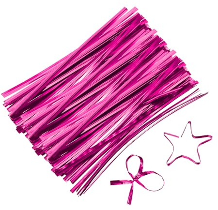 QUARKZMAN Attaches torsadées métalliques réutilisables, Plastique Enduit, 4 x 0,15, Rose Rouge, Paquet de 800, pour Boulangerie, Bonbons, Café, Sacs