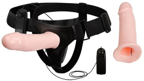 CUPIDO TOYS Vibratore Indossabile Strapon Cavo per Uomo, Dildo Vuoto Vibrante Indossabile dall'Uomo con Cintura, Cinta con Pene Vibrante