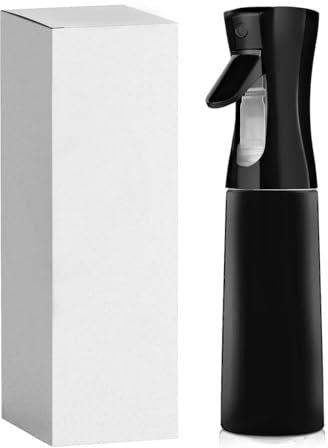 SUROQUE 300ml Fine Black Mist Spray Bottle - Continuous Spraying for Hair, Plants, Cleaning - Multipurpose Water & Alcohol Sprayer