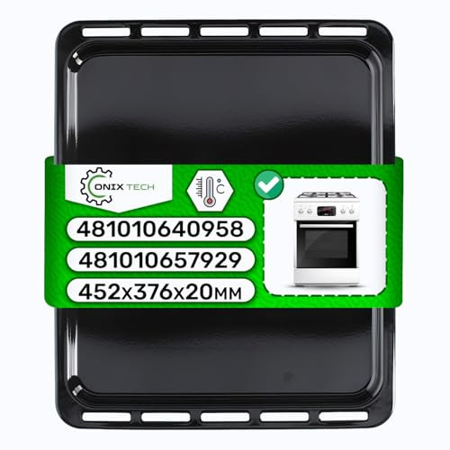 Teglia Forno Rettangolare Smaltata 452x376x20 mm con Codice Originale C00325793 C00325934 481010640958 481010657929 per Whirlpool per Bauknecht per Indesit per Ariston - Garanzia di 5 Anni - ONIX TECH