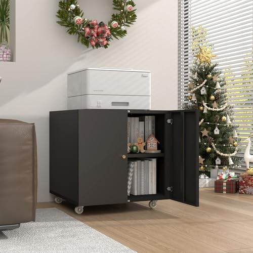STEELIST Rollcontainer für Drucker & Büroorganisation – Stabiler Schrank mit Goldgriff, verstellbaren Böden & 360°Rollen, für Home-Office & Arbeitsplatz