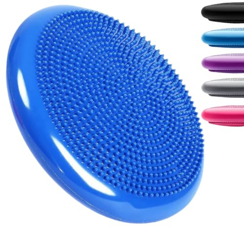 Inflatable Wobble Cushion Stability Training Air Pad Board With Pump (33cm x 2 inches)