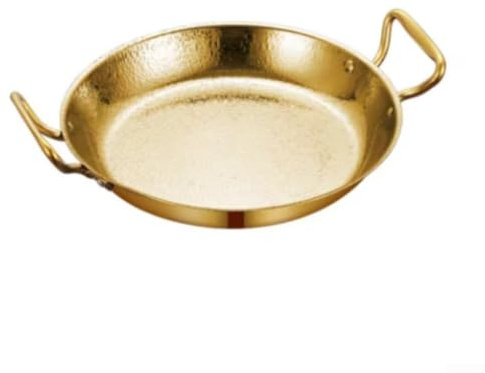 Vilgftyiet Paellapanna i rostfritt stål med platt botten och förtjockad bas, elektrolytisk polerad koreansk stil köksredskap för gas och induktionsspishällar, för perfekt för fisk och skaldjur och