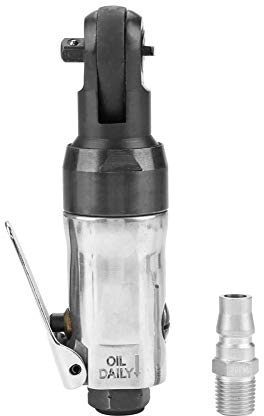 Akozon Air Ratchet Wrench 1/4 3/8 Wrench Nut Fastening Square Drive Straight Impact Shank Pneumatic Air Ratchet Wrench Positive Negative disassembly Tightening Steering 1/4 Inlet Connection(3/8)