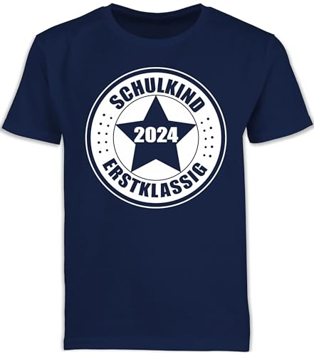 Kinder T-Shirt Jungen - Junge - Schulkind 2025 Erstklassig Geschenk Einschulung Geschenke Schulanfang I - 140 (9/11 Jahre) - Navy Blau - einschulungsshirt Outfit 1.Schultag schulanfänger 1, klasse