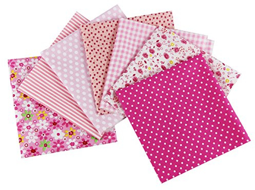aufodara 7 pezzi 50x50 cm Quadrati Tessuto Cotone Stoffa Patchwork Modelli Diversi Tessuti per Cucito, Quilting, Artigianato, Fai da te, Hobby Creativi, Materiali pacchetto (Rosa)