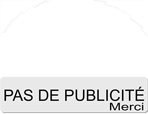 Plaque PAS DE PUBLICITÉ MERCI Adhésive PVC Pour Boîte Aux Lettres - Plaque Stop Pub - 8 cm x 2 cm - 21 Couleurs Disponibles (Blanc écrit Noir)