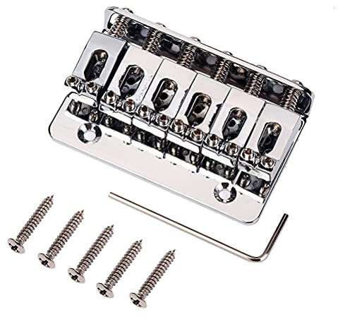 LIXBD - Cordiera a 6 corde per chitarra elettrica, con viti a chiave per parti di ricambio per chitarra elettrica (oro) 65 mm (colore cromato)