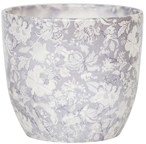 Ivyline Monza Vintage Grey Planter Plant Pot Indoor Flower Pot, Planter for Small House Plants Succulents Cacti (Grey, 13cm)