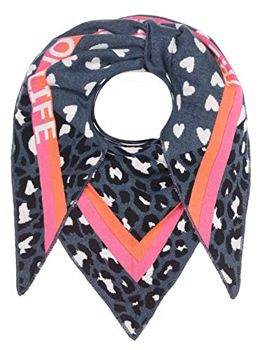 Zwillingsherz Sciarpa triangolare Stola con lana per donne, ragazze, ragazzi, bambini, foulard in cotone di alta qualità con motivo a cuore Leo, sciarpa da donna XXL, perfetta per primavera, estate,