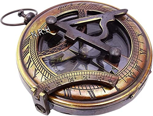 Brújula de Bolsillo navegación magnética Reloj de Sol latón marítimo Senderismo brújula
