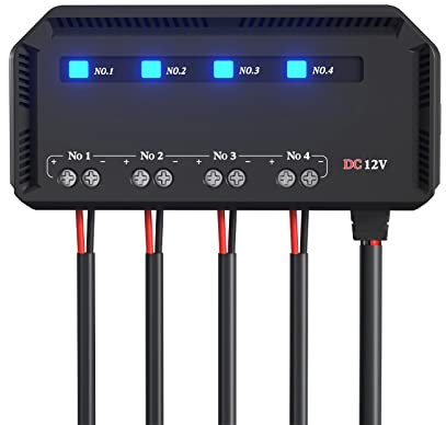 Kriogor 12v KFZ Sicherungskasten mit Relais, Sicherungskasten 12v auto mit LED-Licht für Motorräder, Autos, 4 fach sicherungshalter für Scheinwerfer, Navigation, Telefonhalter, Autoladegerät