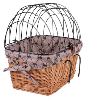 e-wicker24 Alles aus Weide - Cestino per bicicletta con griglia di protezione, cestino per cani o gatti, cestino da trasporto, speciale per bicicletta