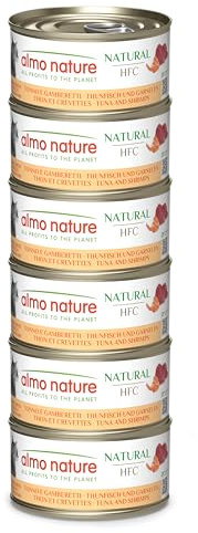 Almo Nature HFC Natural - Comida Húmeda para Gatos - Atún y Camarones - 70 g x 6 Latas