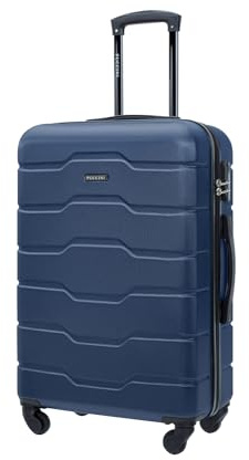 PUCCINI Alicante resväska med hårt skal, handbagage, vagn lätt resväska med 4 hjul M-L-XL, Blå (7a), Kabinenkoffer, M