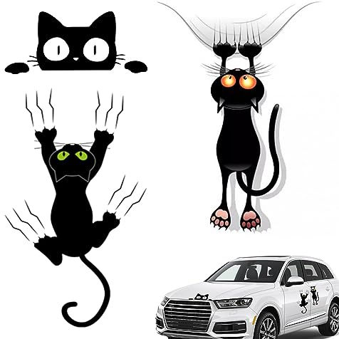 Lithyc 3 Pezzi Adesivi Gatti - Carino e Divertente Decorazione Auto per Esterni