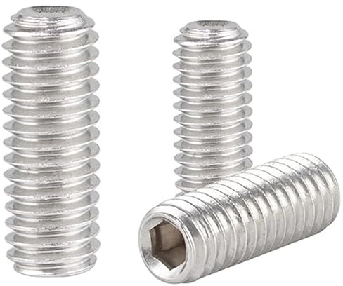 1/4-20x3/4 Hex Socket Set Grub Screws,Headless Cup Point,Flat Point Grub Bolt,Internal Hex Drive,304 Stainless Steel,Headless Concave End,Metric External Thread,for Towel Rack Door Knob,15 Pcs