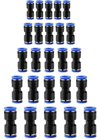 HUAZIZ 25 Stück Gerade Pneumatik Steckverbinder, Air Push Schnellbefestigungen, Pneumatische Fittings Push in Schnellkupplung Verbinder für Luft Wasser Schlauchanschluss (PU4/6/8/10/12mm)