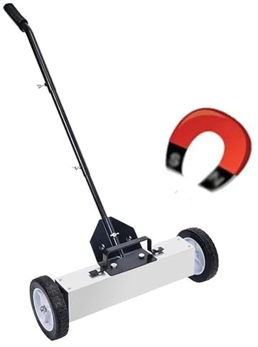 LBMED Balayeuse Magnétique Roulante 18/24 Pouces avec Roues, Outil Ramassage Magnétique 1200Gauss avec Poignée Rétractable 70-113cm,démagnétisation Manuelle,ramassage, pour Clous, Aiguilles Et Vis