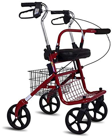 JKJZSALJ Rollator Pieghevole Rollator Walkers Rollator Walker con Sedile, Rolling Walker con 4 Ruote per Anziani, Sedia da Trasporto Pieghevole con Antiscivolo, Rollator Leggeri