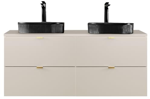 Lomadox Lavabo doppio bagno 120 cm in cashmere opaco, DURANGO-56, 4 cassetti, lavabo in ceramica