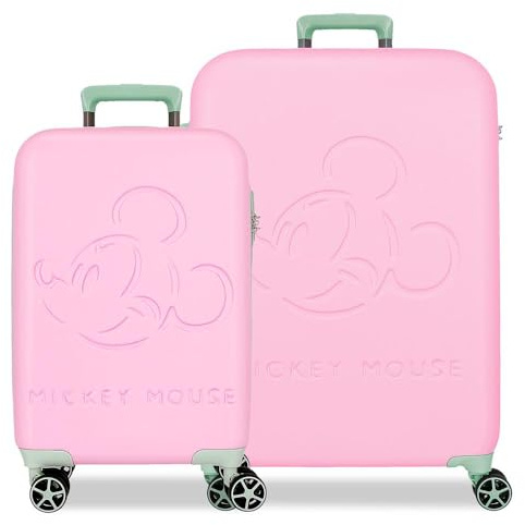 Disney Mickey Crazy Trip Juego de Maletas Rosa 55/65 cms Rígido 5,65 kgs Cierre TSA ABS 5,65 kgs 114,81L Extensible Equipaje de Mano