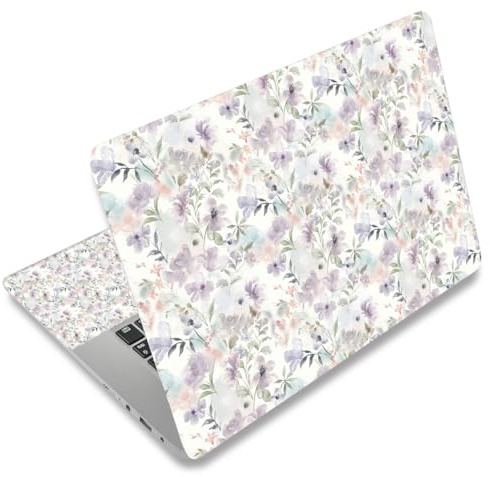 Mibbxea 15–15,6 tums vinyl laptop skin klistermärke, återanvändbara laptop-klistermärken för 13 13,3 14 15,4 tums netbooks, dekorativa, reptåliga, vattentäta, dammtäta (085 blommor)