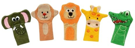 Wilde Tiere Fingerpuppen Set – 5-teilig | Ab 6 Monaten | Bunte Filz-Tierpuppen für Babys & Kleinkinder | Safari-Spielzeug für Frühförderung & Fantasie | Handspielpuppen Set