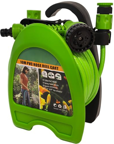 Armo® 10M Mini Garden Hose Pipe 32FT Hosepipe with 7 Pattern Spray Nozzle Gun Retractable Garden Hose Reel for Patio Balconies