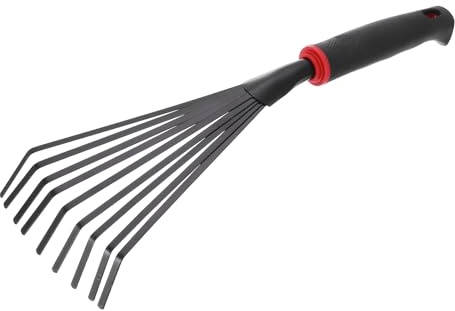 QUARKZMAN Rastrello Da Giardino Per Foglie 40.54 Cm Rastrello Piccolo Per Foglie Rastrello Per Terreno Erba Con Manico Ergonomico Per Spazzare Foglie Coltivazione Giardinaggio Spazzare