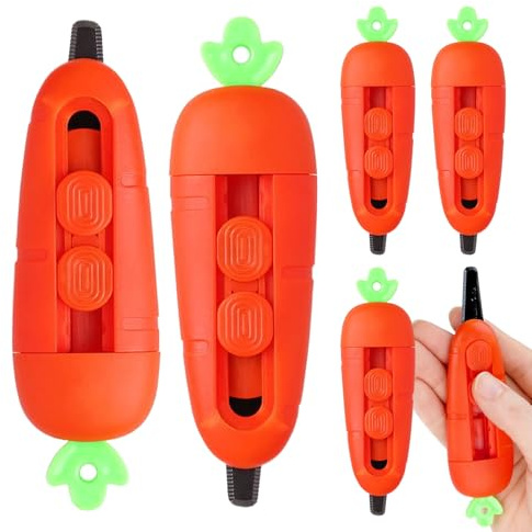 Nudorpn Tagliacarte – 6 pezzi portatile design carota coltello di carta sicuro | con serratura portatile sicuro in acciaio inox | per la casa viaggio fai da te con carta cartone imballaggio