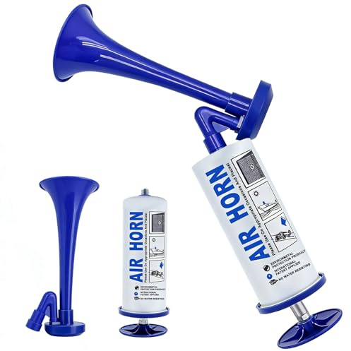 Rongrongago Corne de Brume, 118 dB Trompette Supporter, Modèle Portable Klaxon à Air Portable Klaxon pour le Football Stades Bateaux et L'ambiance des Fêtes (Bleu)