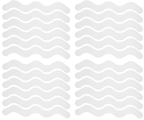 FJDRSIG 24 Pieces Non Slip Shower Stickers,Wave Anti Slip Bath Stickers, Self-Adhesive Bathtub Sticker for Stairs,for Stairs,Shower Room,Slippery Surfaces,Toilet Steps,Sauna,Kitchen (White)