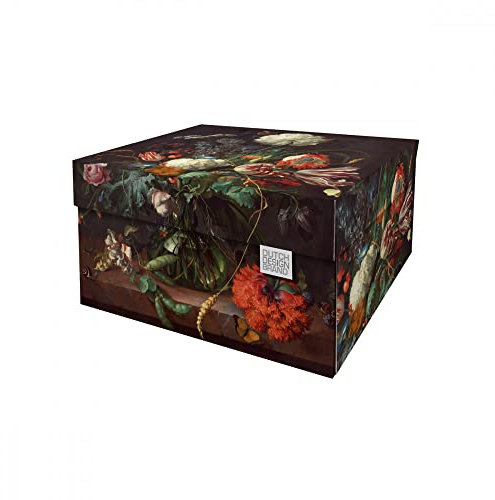 Dutch Design Brand Aufbewahrungsbox Medium mit Deckel – 2 Aufbewahrungsboxen – FSC-zertifizierter, recycelbarer Karton (Größe: 33,2 x 24,2 x 16,5 cm) (Flowers)