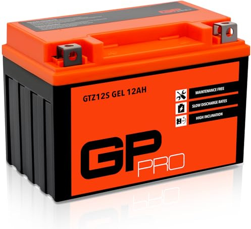 GP-PRO Gel-Batterie 12V 12Ah GTZ12S Motorradbatterie, wartungsfrei versiegelt vorgeladen ähnlich YTZ12S YTX12A-BS